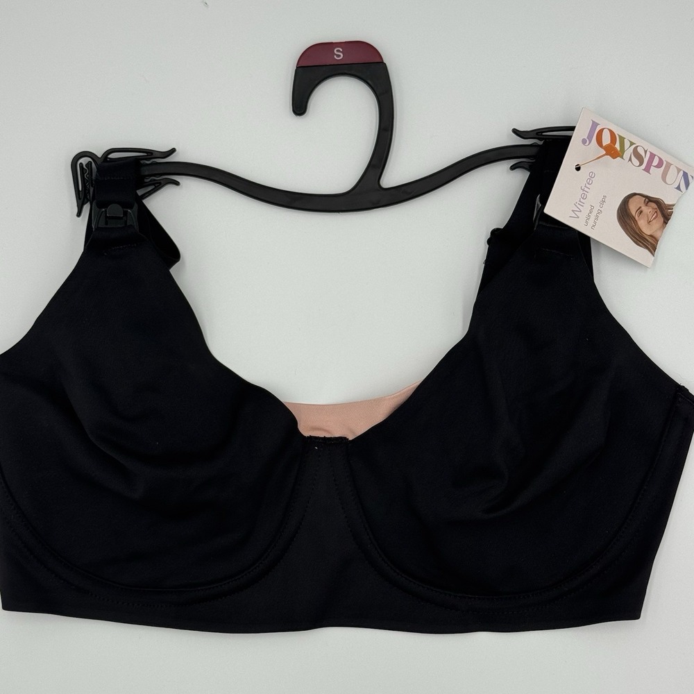New Black Joyspun Maternity Wirefree, Unlined Nursing Clip Bra Size Small